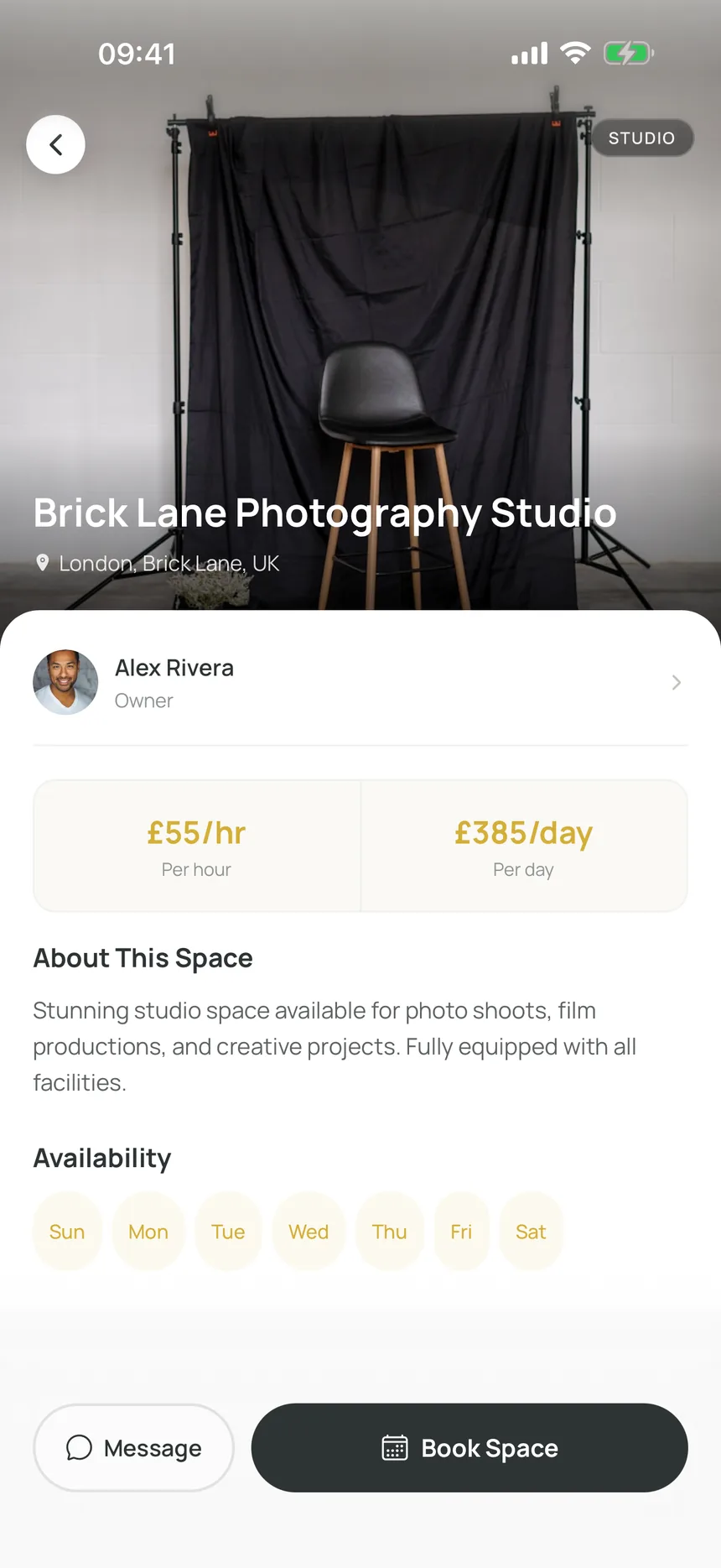 Kreatex app: Book the space